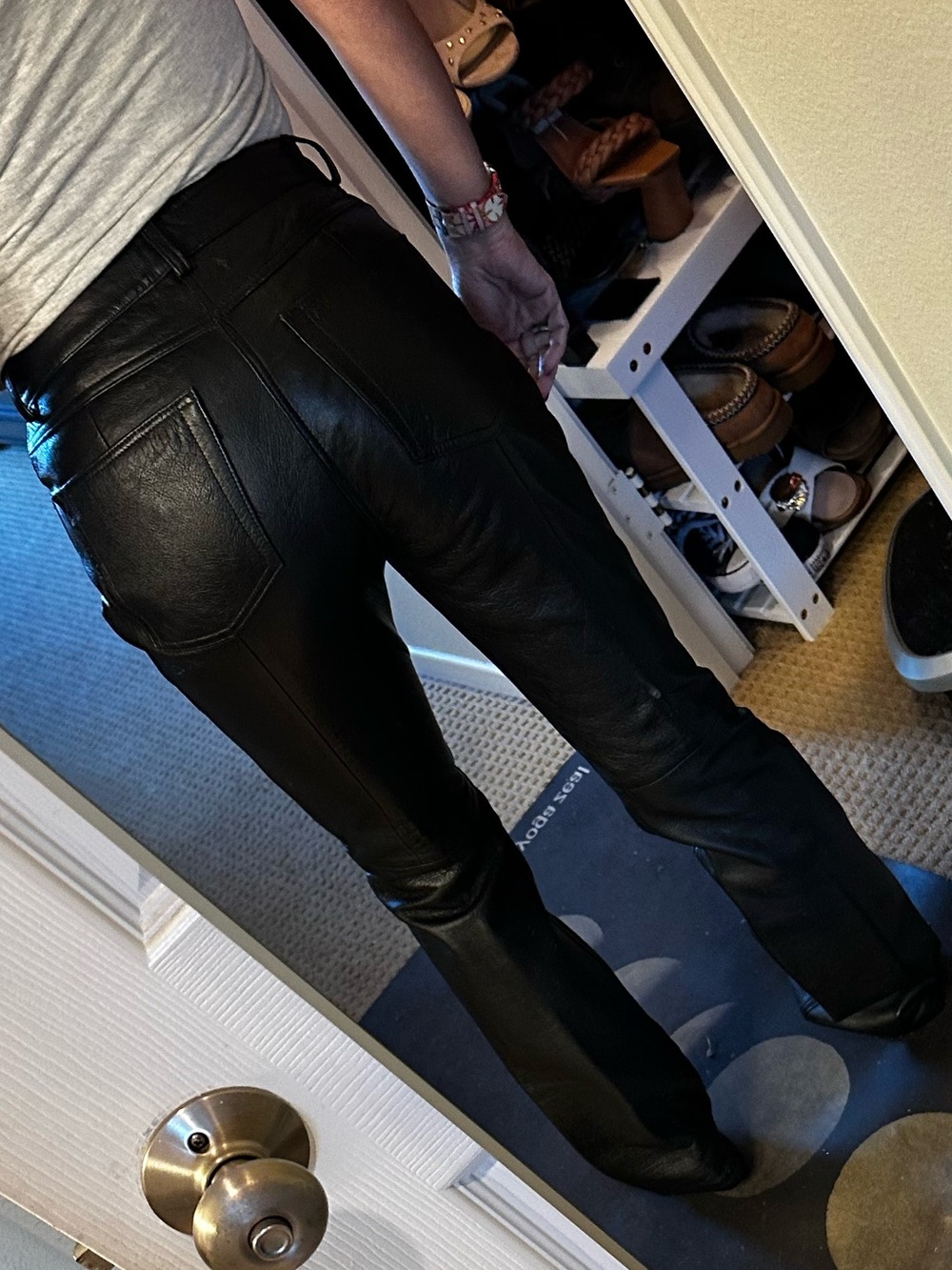 Vintage Co-operative 100% Leather Straight Leg Pants Size 6 Black Lined - Picture 3 of 17